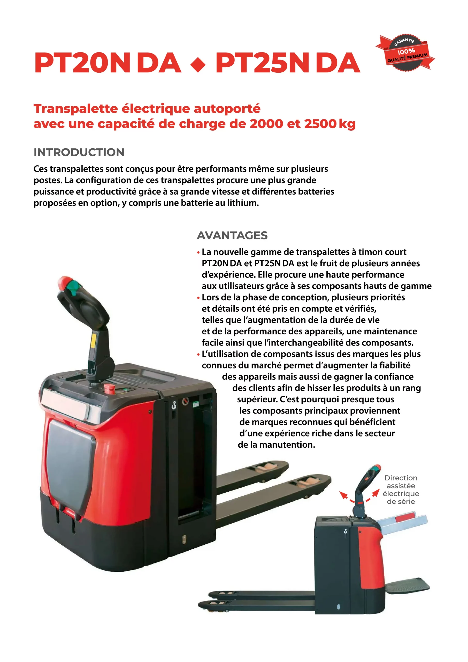 Transpalette électrique autoportée